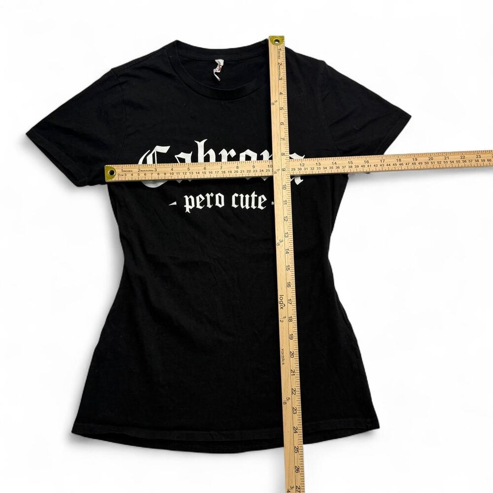 Y2K baby tee full length fitted Cabrona pro cute size small fitted short sleeve - Picture 5 of 7